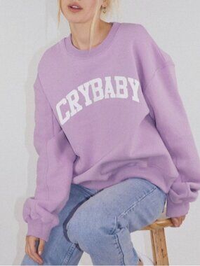 Cry Baby | Varsity Lavender Crewneck